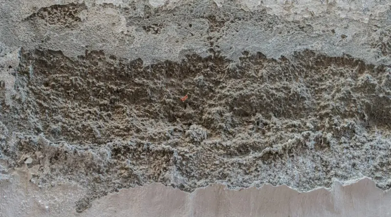 humidité et infiltration d'eau sur une surface de béton endommagée